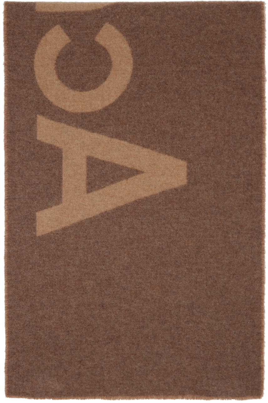 Acne Studios Brown & Beige Logo Jacquard Scarf Acne Studios