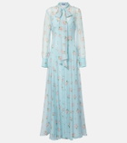 Leo Lin Lilith bow-detail floral chiffon maxi dress