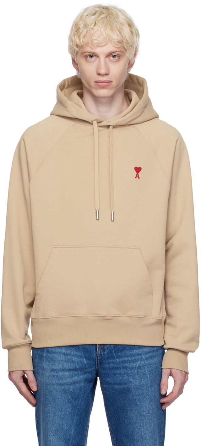 AMI Paris Beige Ami de Cœur Hoodie AMI