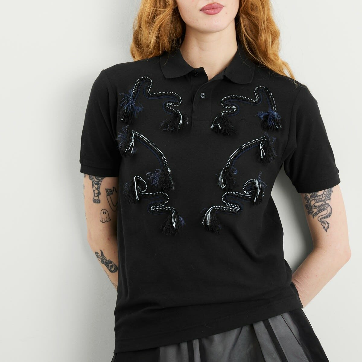 TOGA ARCHIVES Women's TOGA Embroidery Polo Shirt in Black