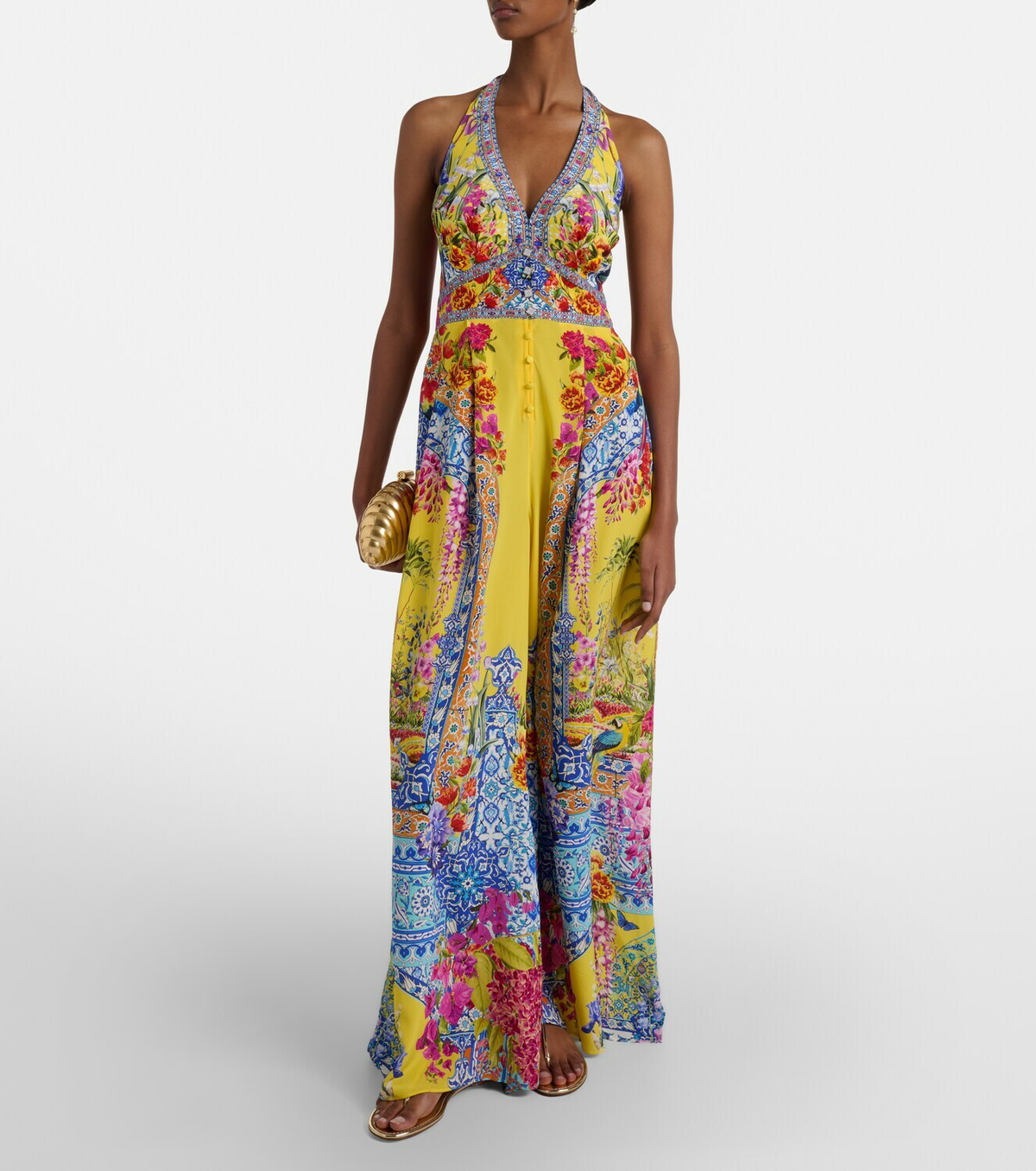 Camilla Embellished halterneck silk crêpe jumpsuit