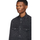 Balmain Black Denim Embossed Check Shirt