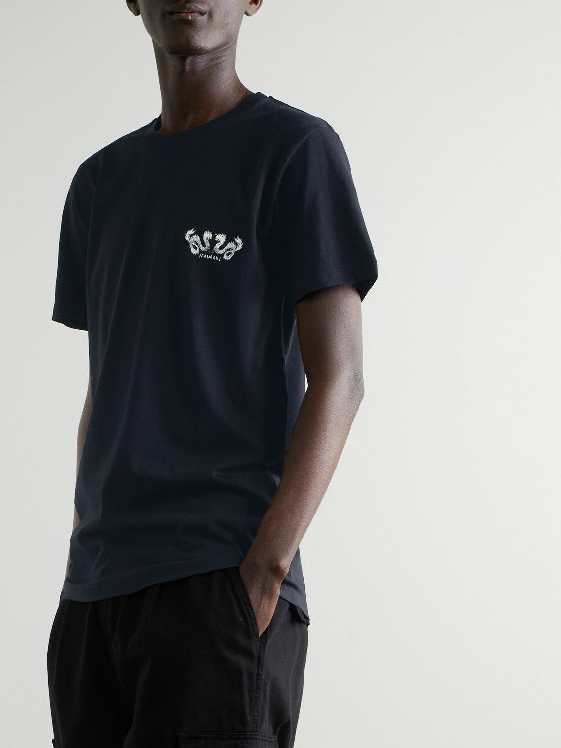 MANAAKI - Taniwha Logo-Print Cotton-Jersey T-Shirt - Black