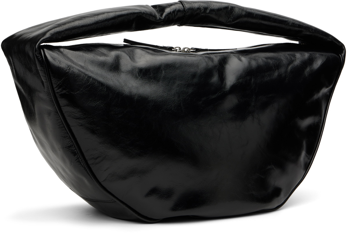 BY FAR Black Maxi Cush Creased Leather Shoulder Bag