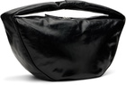 BY FAR Black Maxi Cush Creased Leather Shoulder Bag