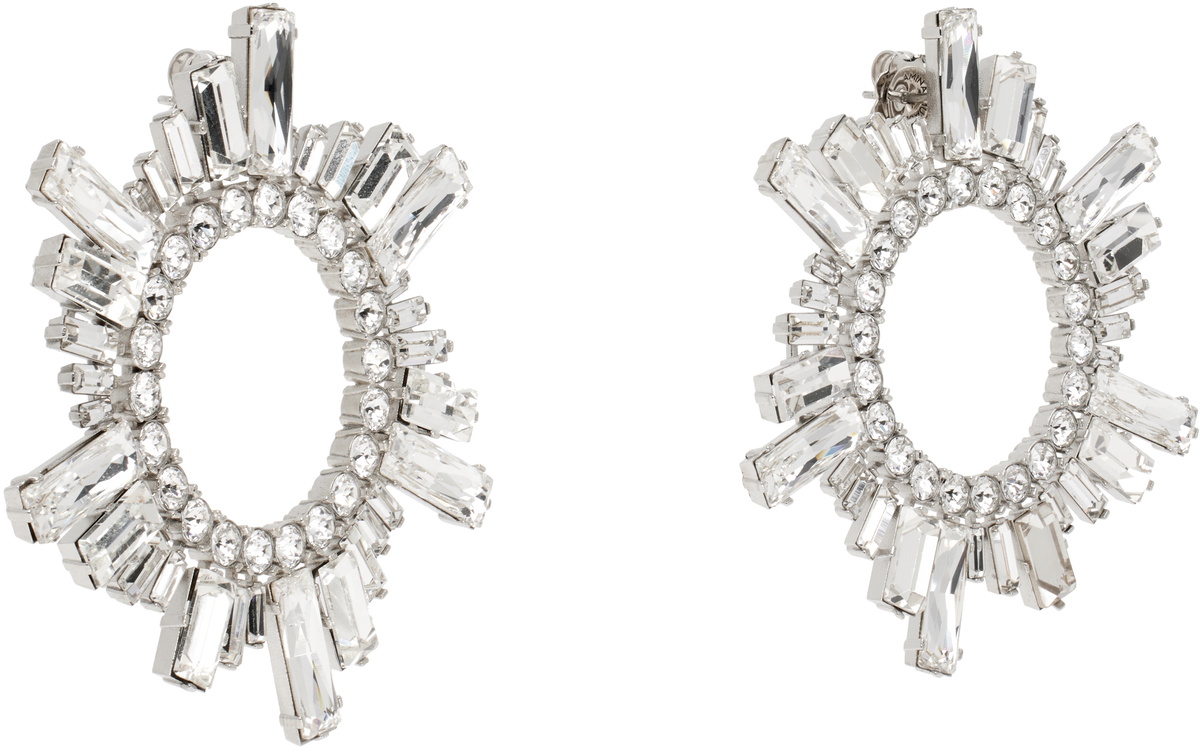 Amina Muaddi Silver Begum Earrings