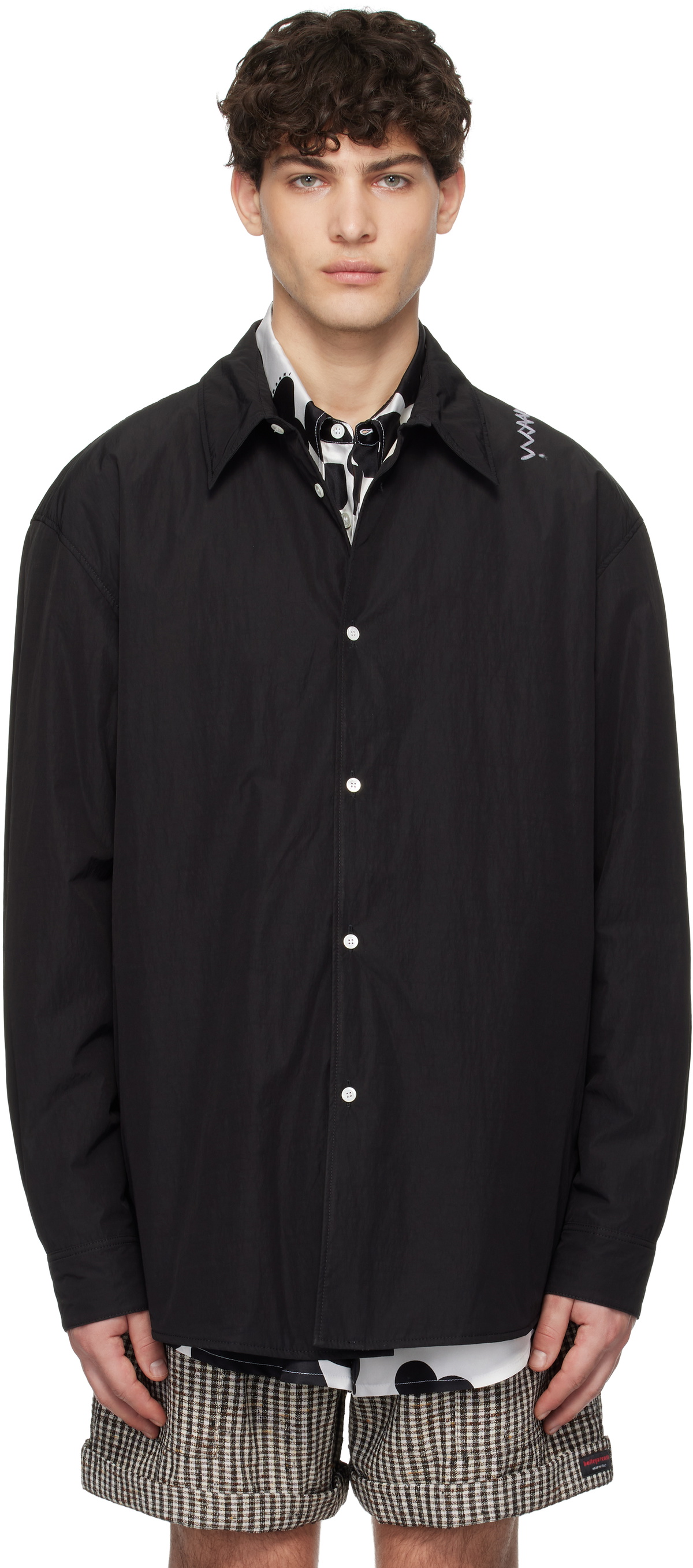 Marni Black Crinkled Nylon Blend Jacket Marni