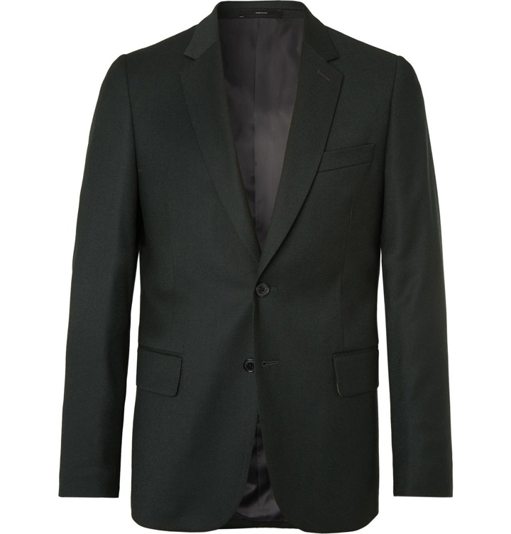 Photo: Paul Smith - Dark-Green Slim-Fit Wool and Cashmere-Blend Flannel Suit Jacket - Green