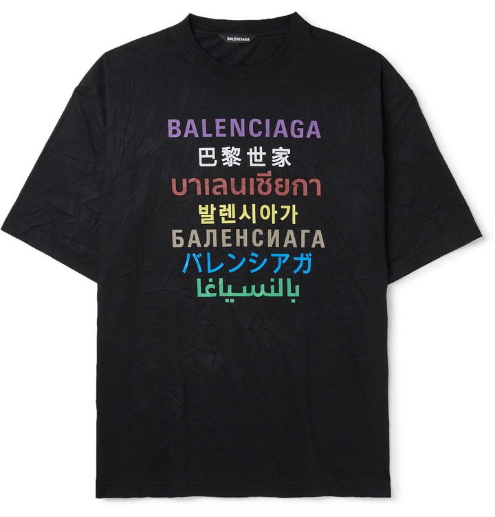 Photo: BALENCIAGA - Oversized Printed Jersey T-Shirt - Black