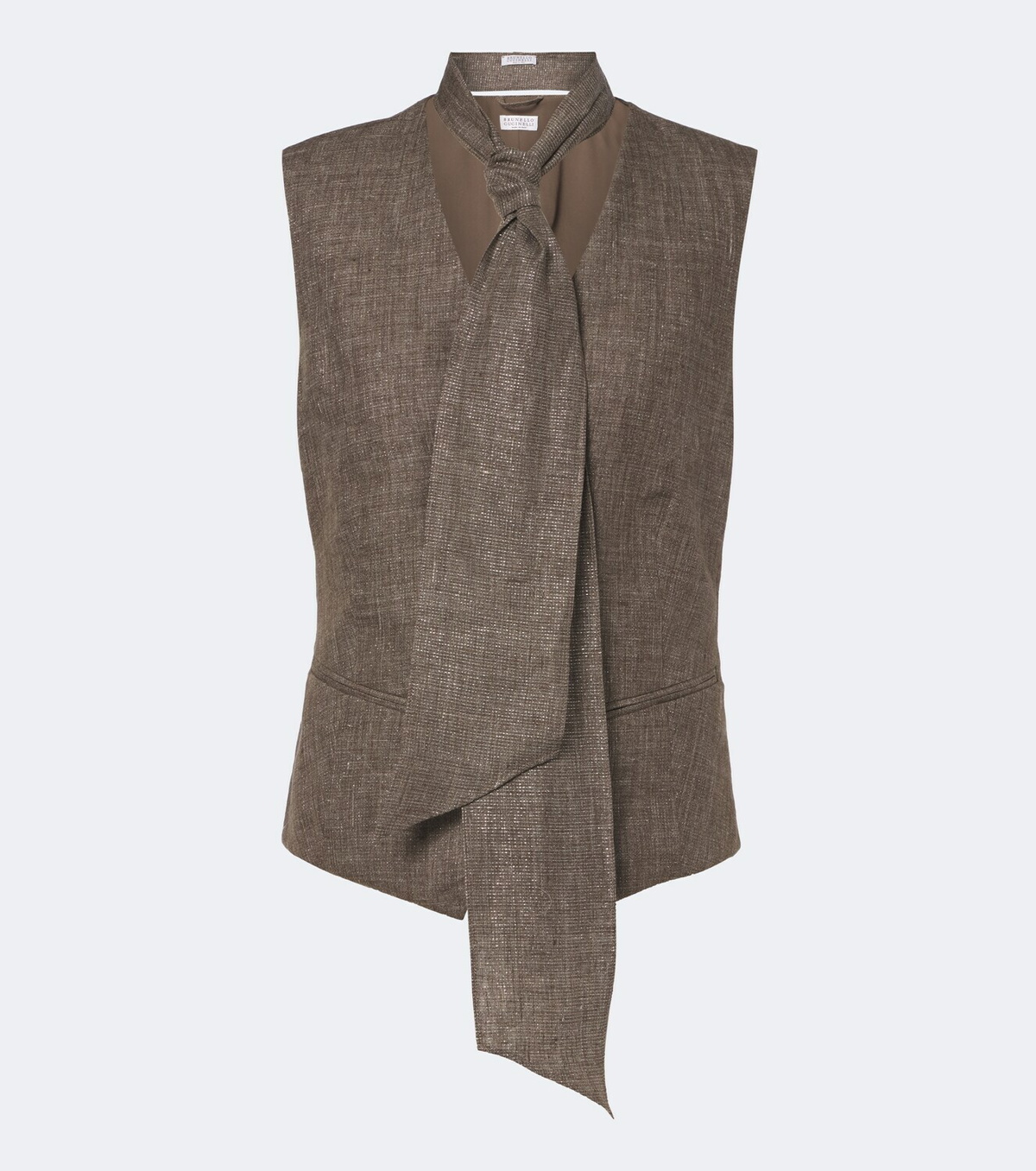 Brunello Cucinelli Scarf-detail linen vest