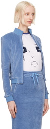 Pushbutton Blue Crop Zip-Up Track Jacket