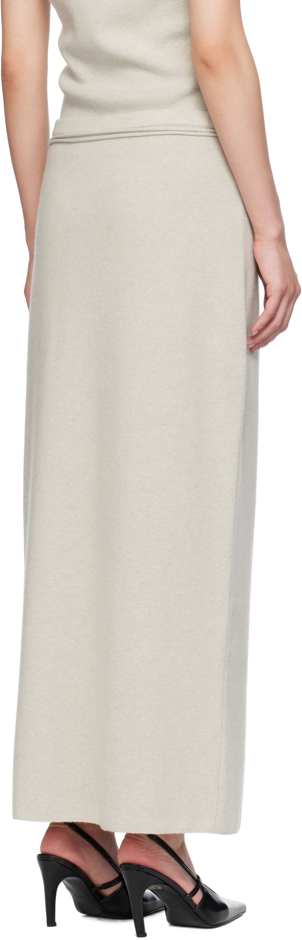 LE17SEPTEMBRE Gray String Straight Knit Maxi Skirt