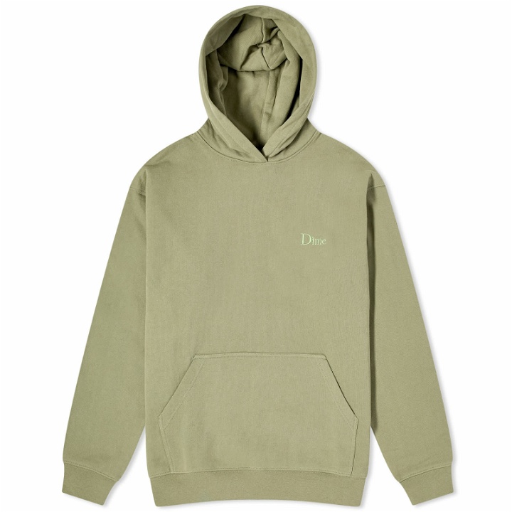 Photo: Dime Men's Classic Small Logo Hoodie in Army Green