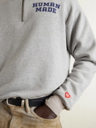 Human Made - Logo-Print Cotton-Jersey Half-Zip Sweatshirt - Gray