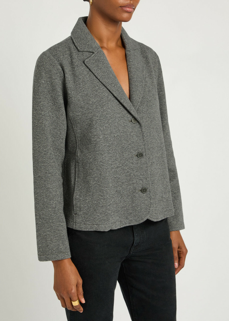 Eileen Fisher Notch Textured Cotton-blend Jacket Grey
