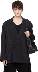 LEMAIRE Black Soft Double Breasted Dry Silk Blazer