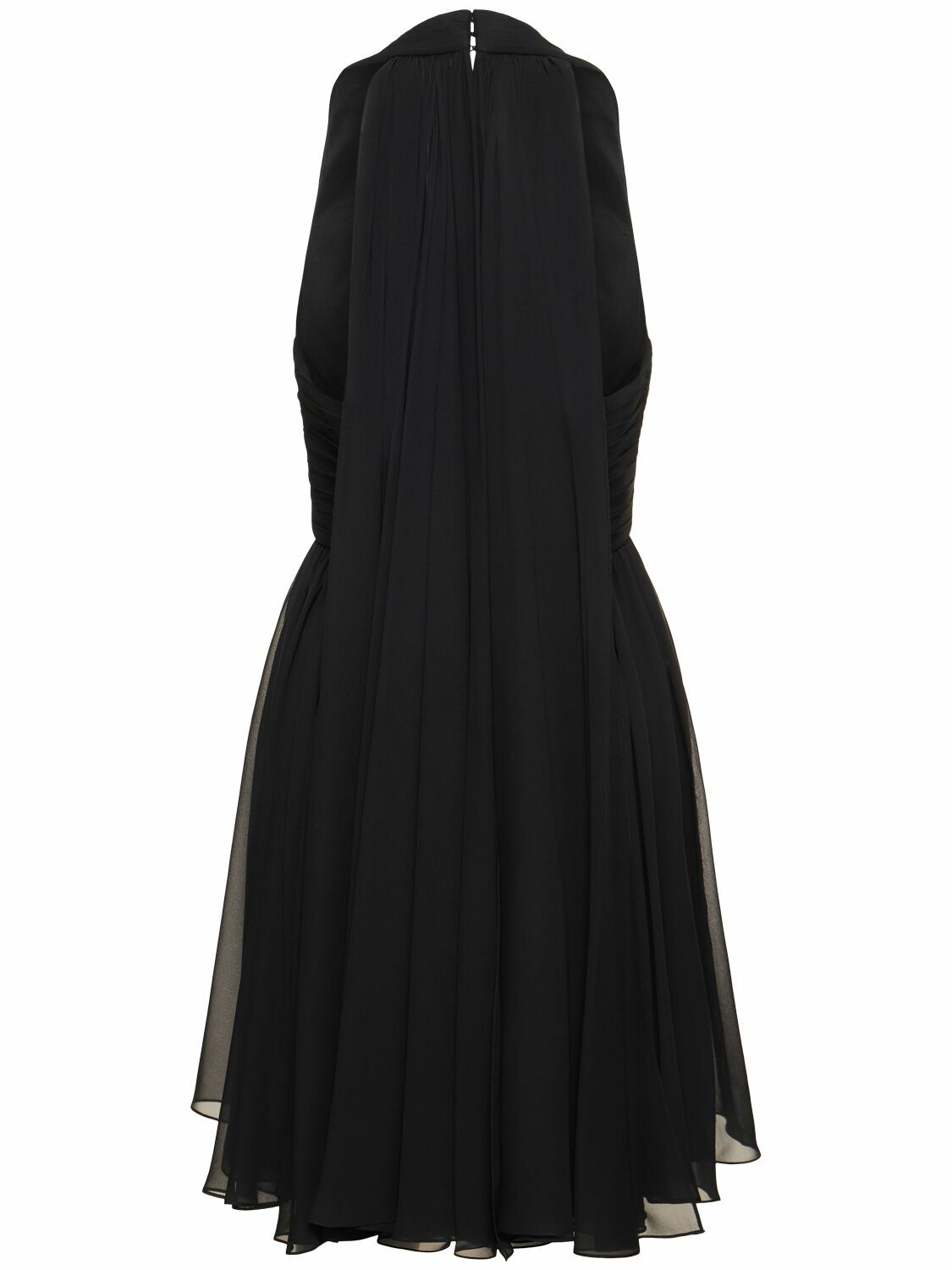alexander mcqueen cape-back silk-cady mini dress Alexander McQueen Silk Crepe Cape Dress in Ivory - Princess Charlotte Dresses