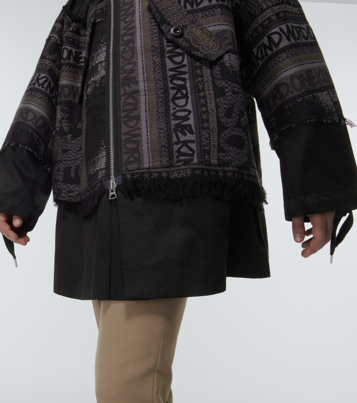 ジャケット・アウター Sacai Eric Haze Embroidery Knit Blouson x Eric Haze printed bomber jacket in black - Sacai | Mytheresa