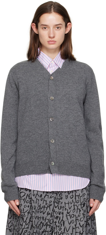 Photo: Comme des Garçons Shirt Gray Y-Neck Cardigan