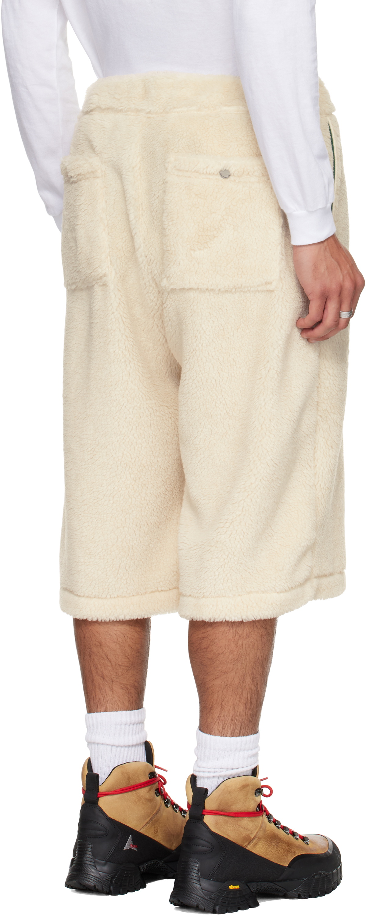 Reese Cooper Beige Sherpa Fleece Wide Leg Shorts