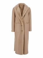 Blancha Beige Coat With Classic Lapels And Reversible Design In Fur Woman
