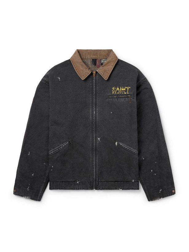 Photo: SAINT MXXXXXX - Babylon Detroit Logo-Embroidered Cotton Jacket - Black