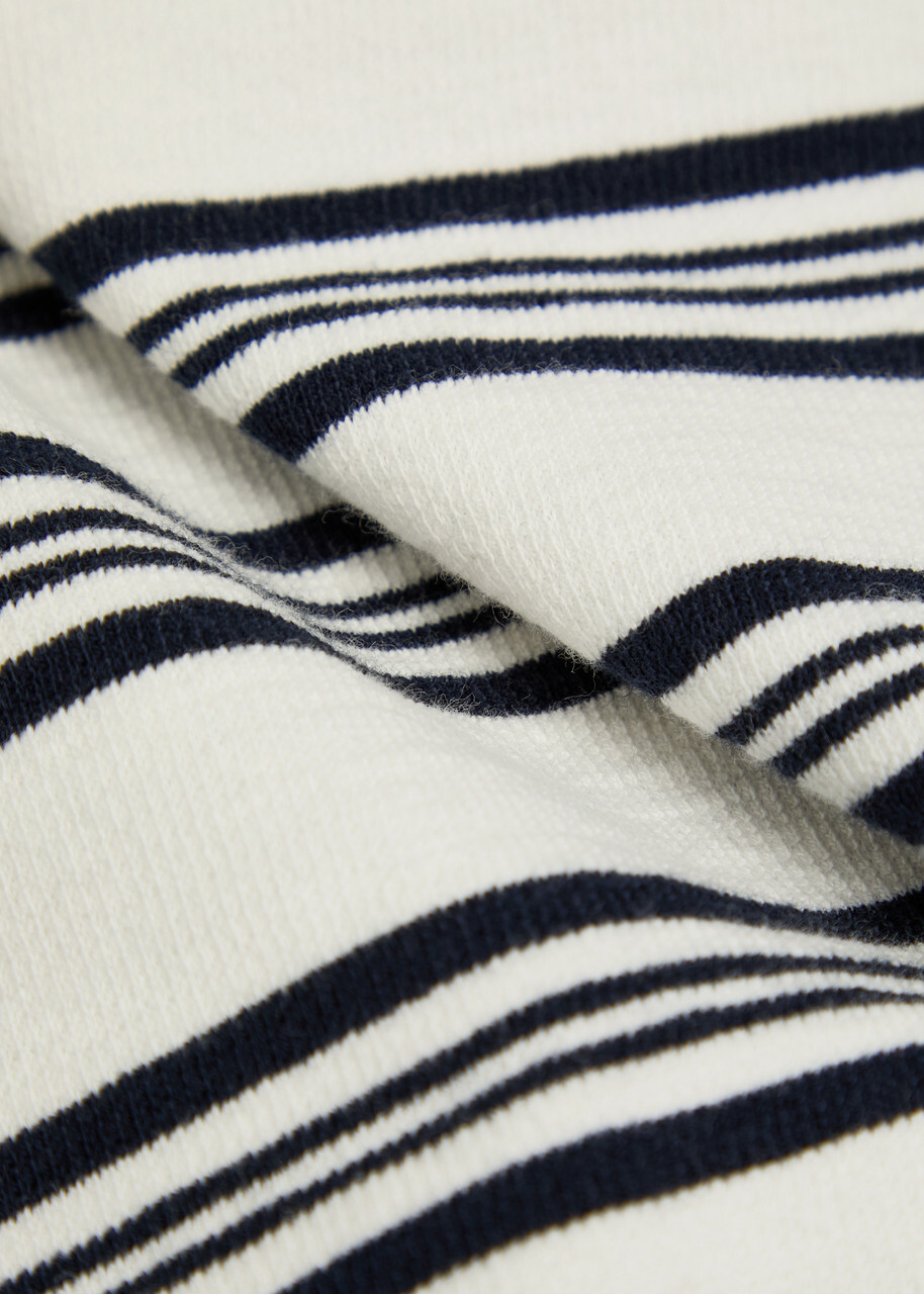 Wax London Dean Striped Textured Cotton T-shirt Navy