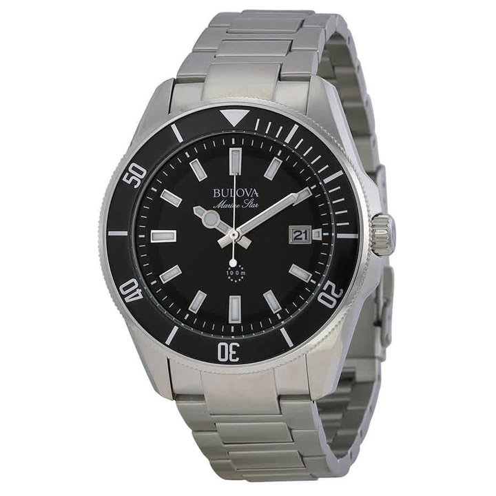 Photo: Bulova Marine Star Black Dial Stainless Steel Mens Watch 98B203