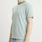 Armor-Lux Men's Fine Stripe T-Shirt in Ivy/Blanc