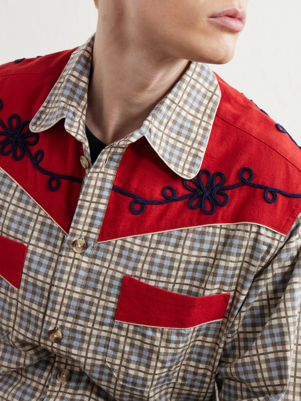 BODE - River City Western Checked Cotton Shirt - Red