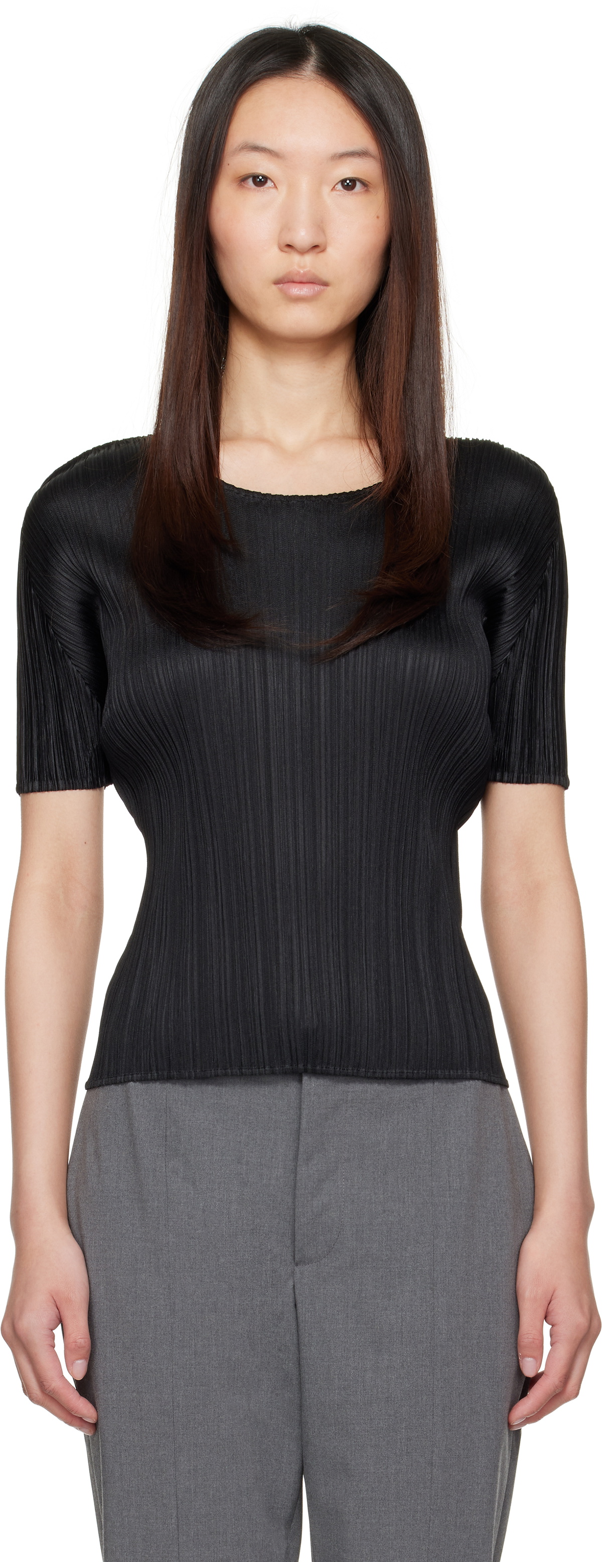 Pleats Please Issey Miyake Women's Mist Basics Top in Black