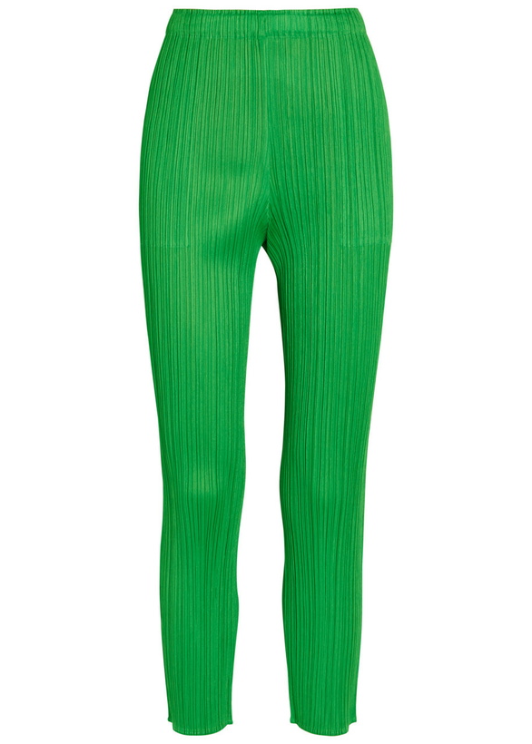 Photo: Pleats Please Issey Miyake Pleated Tapered-leg Woven Trousers Green