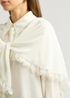 Chloe Women's White Cape-Effect Silk Crepe de Chine Blouse