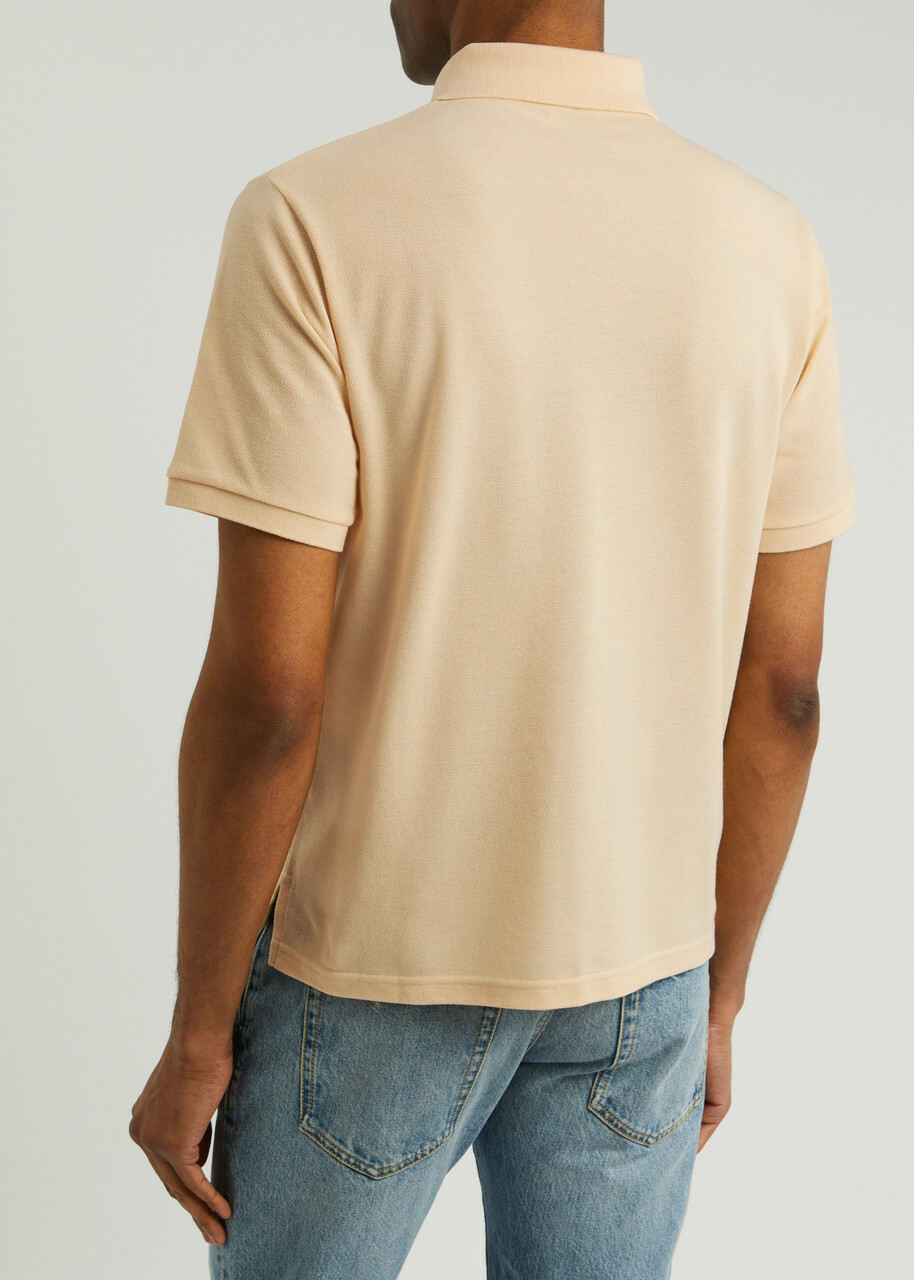Saint Laurent Logo-embroidered Piqué Cotton-blend Polo Shirt Yellow