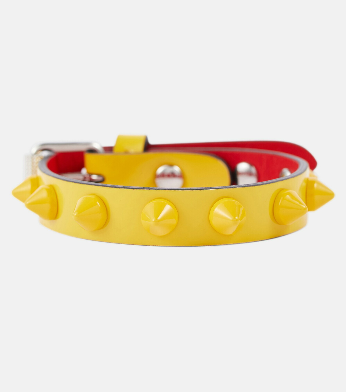 Loubilink Embellished Leather Bracelet in Red - Christian