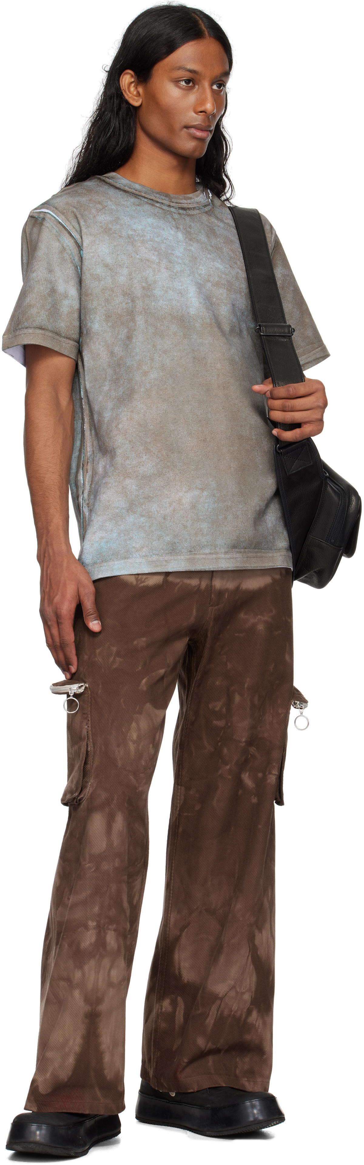 Charlie Constantinou Blue & Brown Screen-Printed T-shirt