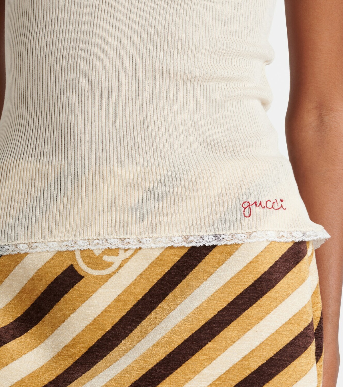 Gucci Ribbed-knit cotton tank top