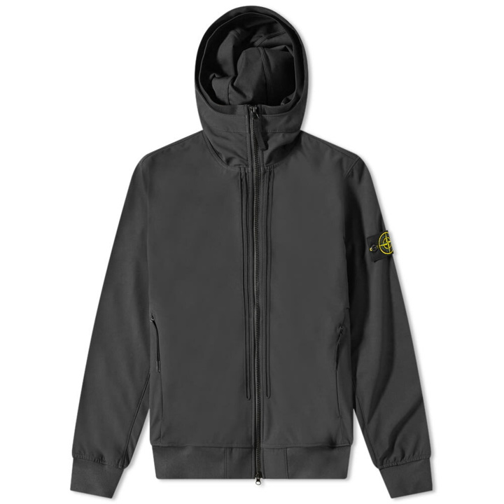 Photo: Stone Island Men's Soft Shell-R Hooded Jacket in Black