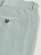 Brioni - Elba Straight-Leg Pleated Silk and Linen-Blend Twill Trousers - Blue