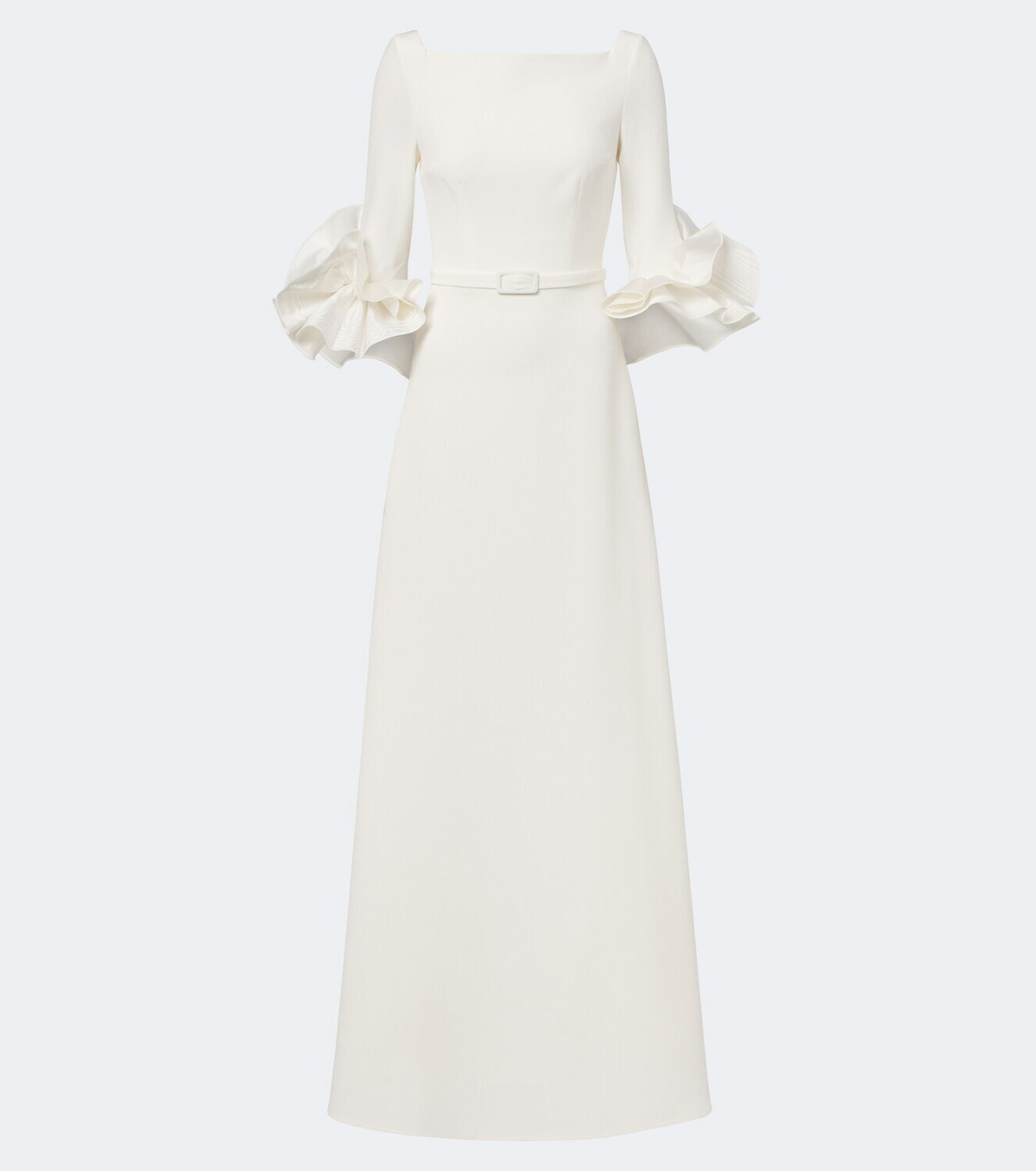 Safiyaa Belisa belted ruffled crêpe gown