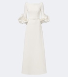 Safiyaa Belisa belted ruffled crêpe gown