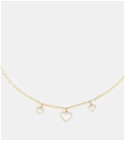 Sydney Evan Three Hearts 14kt gold necklace with diamonds