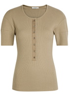 Lemaire Ribbed Cotton-blend top Sage