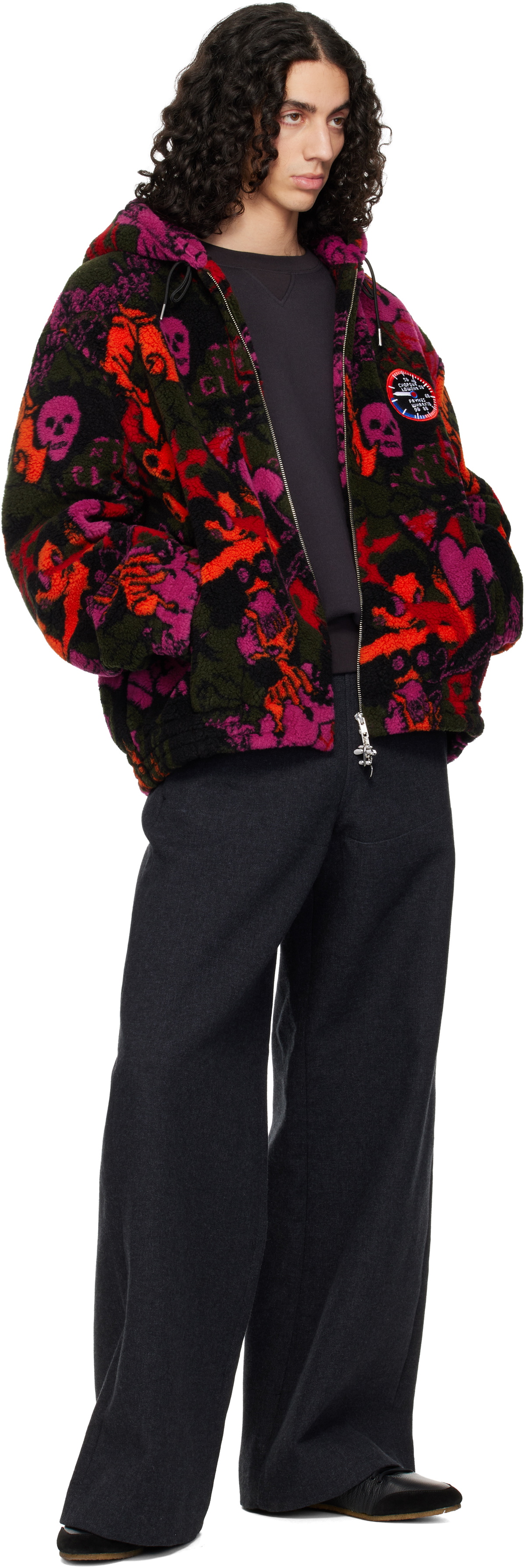 Chopova Lowena Black Engine Party Oversized Hooded Fleece Jacket