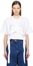 Pushbutton White Bra Point Cropped T-shirt