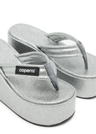 Coperni 90 Glittered Platform Wedge Sandals Silver