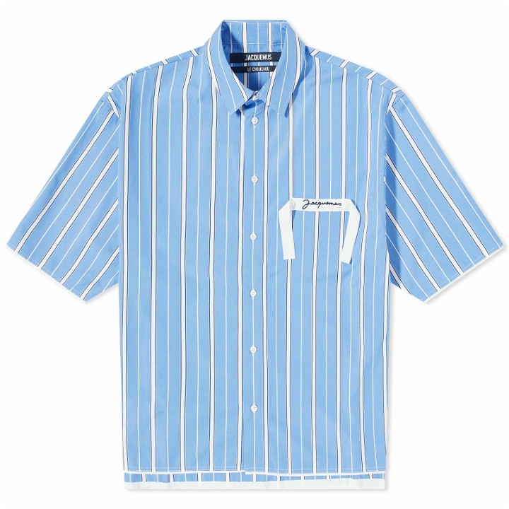 Photo: Jacquemus Men's Cabri Short Sleeve Shirt in Blue Stripes