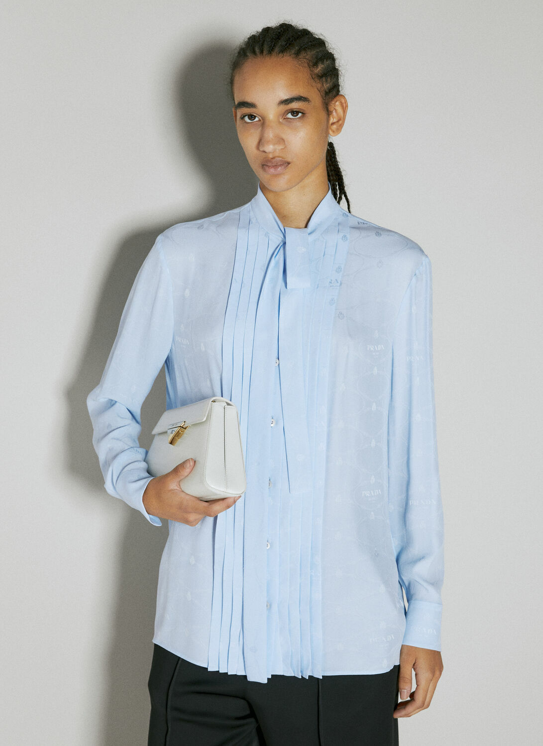 Prada Logo Jacquard Silk Shirt