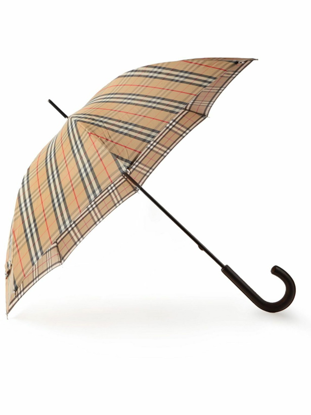 Photo: Burberry - Checked Shell and Leather Umbrella