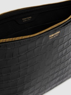 TOM FORD Shiny Croc Embossed Flat Pouch with strap